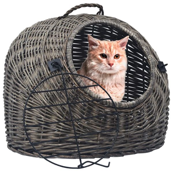 vidaXL Katzen-Transportkorb Grau 60x45x45 cm Nat&uuml;rliche Weide