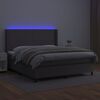 vidaXL Boxspringbett mit Matratze & LED Grau 160x200 cm Kunstleder