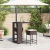 vidaXL 3-tlg. Gartenbar-Set mit Kissen Braun Poly Rattan