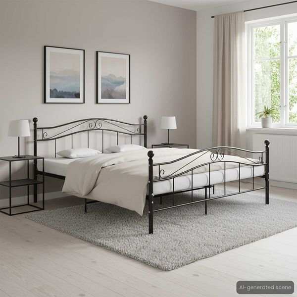 vidaXL Bett Schwarz Metall 180x200 cm