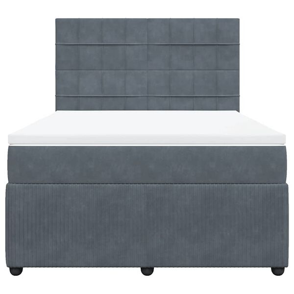 vidaXL Boxspringbett mit Matratze Dunkelgrau 140x200 cm Samt