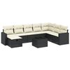 vidaXL 8-tlg. Garten-Sofagarnitur mit Kissen Schwarz Poly Rattan