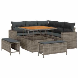 vidaXL Gartensofa-set 8 pcs Grau Poly-Rattan