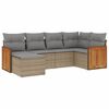 vidaXL 6-tlg. Garten-Sofagarnitur mit Kissen Beige Poly Rattan