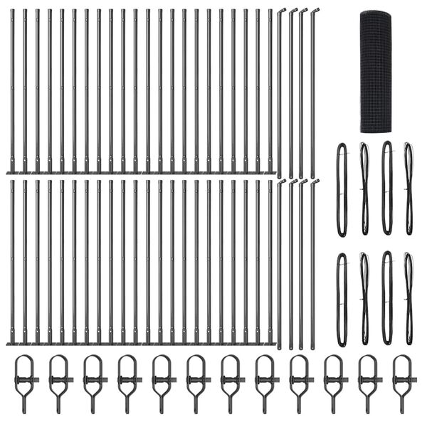 vidaXL Zaunpfosten Grau 100 x 0,6 m (12 x 12 mm Netz) Stahl und PVC