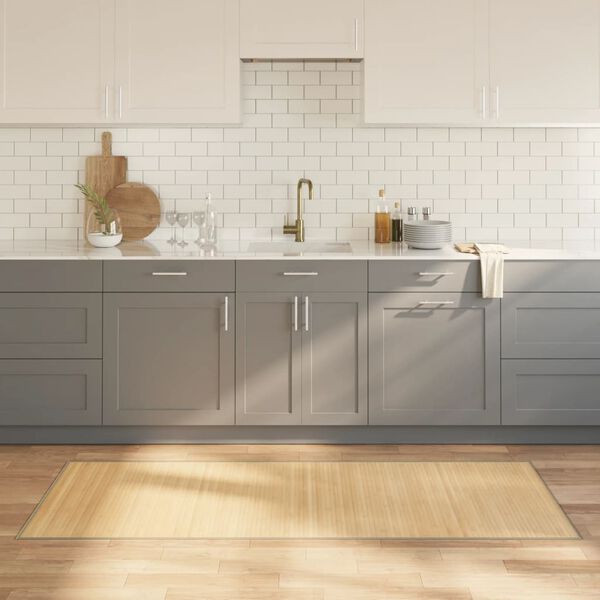 vidaXL Teppich Rechteckig Hell Natur 80x200 cm Bambus