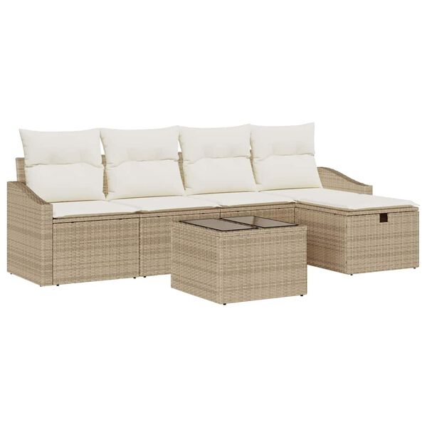 vidaXL Sofa Set mit Kissen 5 pcs Poly-Rattan