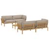 vidaXL Sofa Set mit Kissen Uni 5 pcs Taupe Massivholz Akazie