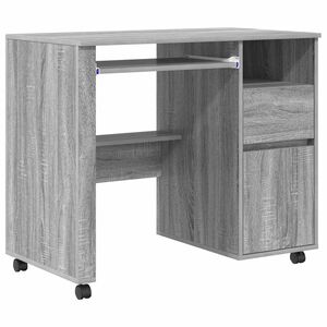 vidaXL Tisch mit R&auml;dern Graues Sonoma 91 x 50 x 77 cm Holzwerkstoff