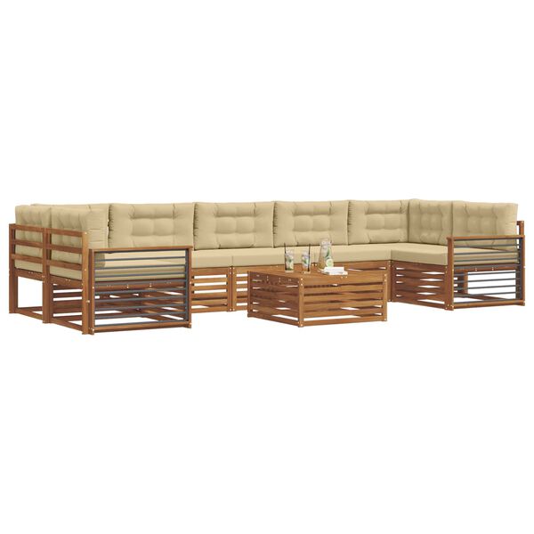 vidaXL Outdoor-Sofagarnitur mit Kissen 8 pcs Natur und Beige