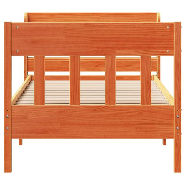 vidaXL Massivholzbett ohne Matratze Wachsbraun 100x200 Kiefernholz