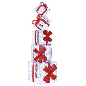 vidaXL Geschenkbox Weihnachtsdekoration 5 stk. 125 LEDs Kaltwei&szlig;