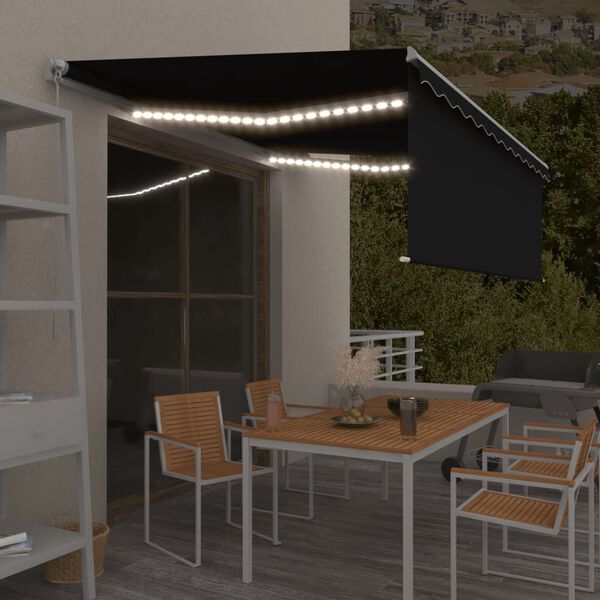 vidaXL Markise Manuell Einziehbar mit Rollo & LED 4,5x3 m Anthrazit