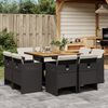 vidaXL 9-tlg. Garten-Essgruppe mit Kissen Schwarz Poly Rattan