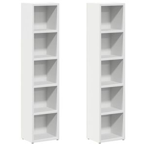 vidaXL CD-Regale 2 Stk. Wei&szlig; 21x16x93,5 cm Holzwerkstoff