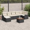 vidaXL Gartensofa-set mit Speicher 8 pcs Schwarz und Creme Poly-Rattan