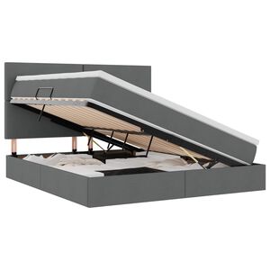 vidaXL Bett mit Stauraum und LED Dunkelgrau 160 x 200 cm Polyester