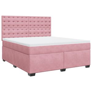 vidaXL Boxspringbett mit Matratze Rosa 180x200 cm Samt
