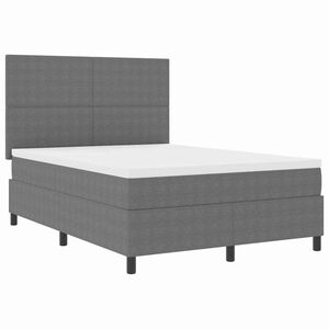 vidaXL LED Boxspringbett Hellgrau und Wei&szlig; 160 x 200 cm Cordstoff