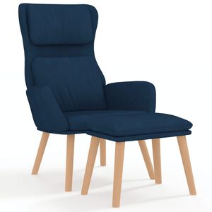 vidaXL Relaxsessel mit Hocker Blau Samt