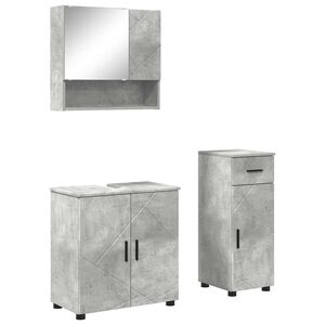 vidaXL Badezimmerm&ouml;bel-Set 3 pcs Beton Grau Holzwerkstoff & Metall