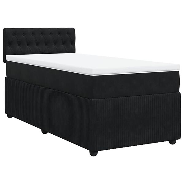 vidaXL Boxspringbett mit Matratze Schwarz 90x200 cm Samt