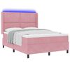 vidaXL LED Boxspringbett mit Matratze Rosa 140 x 190 cm Samt