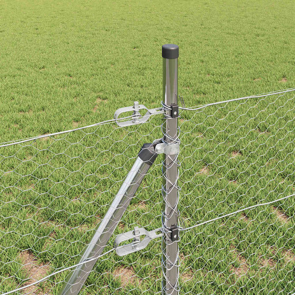 vidaXL Zaunpfosten Silber 10 x 0,4 m (25 mm Netz) Stahl