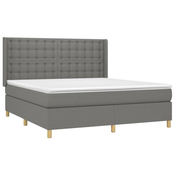 vidaXL Boxspringbett mit Matratze Dunkelgrau 160x200 cm Stoff
