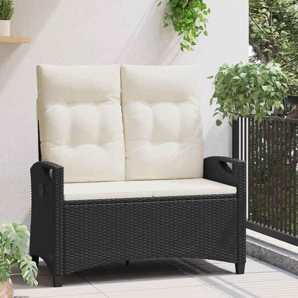 vidaXL Gartenbank mit Kissen Schwarz und Creme 105 x 60 x 112 cm