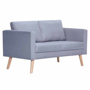 vidaXL Sofa 2-Sitzer Stoff Hellgrau