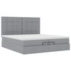 vidaXL Ottoman-Bett mit Matratzen & LEDs Hellgrau 200x200 cm Stoff