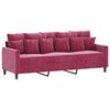 vidaXL 3-Sitzer-Sofa mit Hocker Weinrot 180 cm Samt