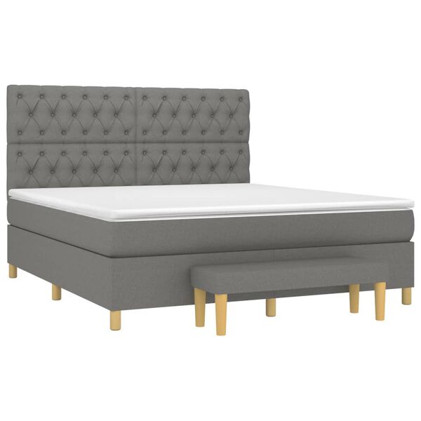 vidaXL Boxspringbett mit Matratze Dunkelgrau 160x200 cm Stoff