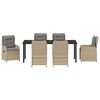 vidaXL Garten Essgruppe 7 pcs Beige und Hellgrau Poly-Rattan