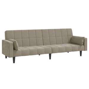 vidaXL Schlafsofa 2-Sitzer mit 2 Kissen Hellgrau Samt