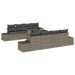 vidaXL Gartensofa-set 9 stk. Grau Poly-Rattan