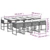 vidaXL 9-tlg. Garten-Essgruppe mit Kissen Grau Poly Rattan