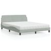 vidaXL Bett mit Matratze "Dover" Hellgrau 160x200 cm Samt
