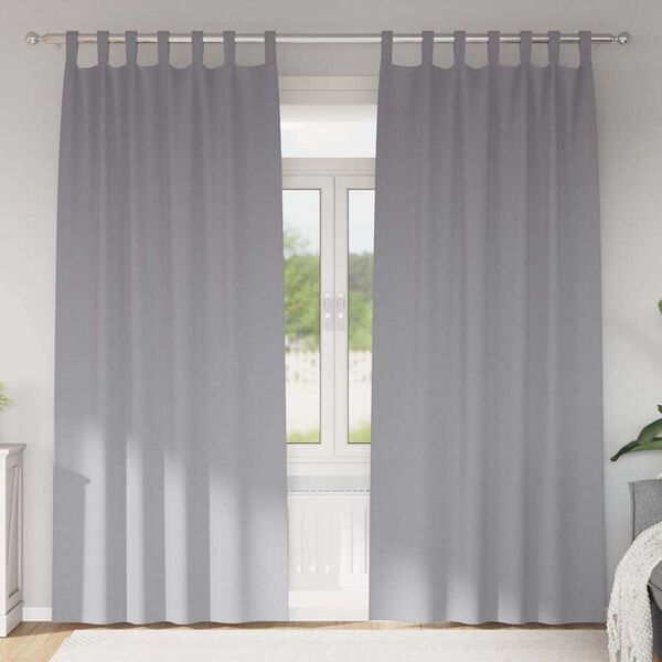 vidaXL Verdunkelungs-Vorh&auml;nge mit Ringen 2 pcs Hellgrau 260 x 140 cm
