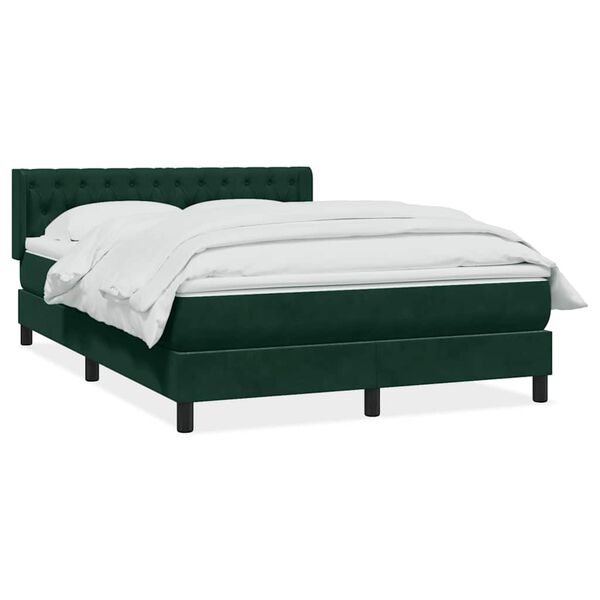vidaXL Boxspringbett mit Matratze Dunkelgr&uuml;n 140x210 cm Samt