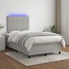 vidaXL Boxspringbett mit Matratze & LED Hellgrau 120x190 cm Stoff