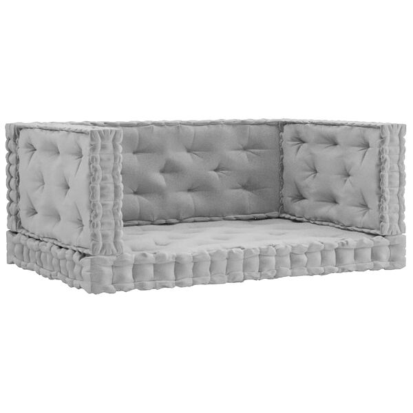 vidaXL Palettenkissen 4-tlg. Grau Baumwolle