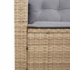 vidaXL Gartensofa in L-Form mit Tisch und Kissen Beige Poly Rattan