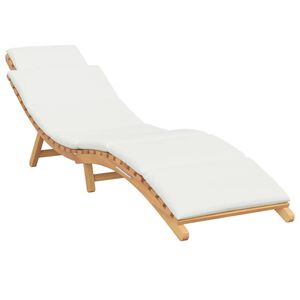 vidaXL Sonnenliege Cremewei&szlig; 188 x 55 x 59 cm Teak-Massivholz