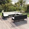 vidaXL 11-tlg. Garten-Lounge-Set mit Auflagen Poly Rattan Schwarz