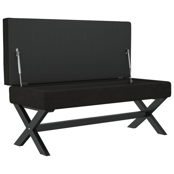 vidaXL Hocker mit Stauraum Schwarz 110x45x49 cm Samt