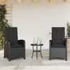 vidaXL 3-tlg. Bistro-Set mit Kissen Schwarz Poly Rattan