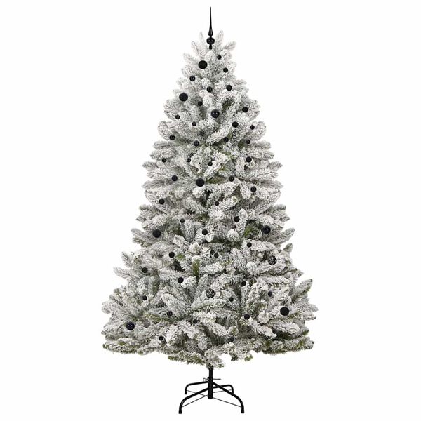 vidaXL K&uuml;nstlicher Weihnachtsbaum Gr&uuml;n und Wei&szlig; 270 cm PVC und Metall