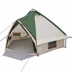 vidaXL Teepee Zelt f&uuml;r 4 Personen Gr&uuml;n und Grau 388 x 320 x 169 cm